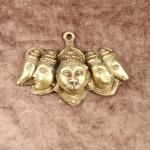 Pure Brass Panchmukhi Hanuman Wall Hanging | 4.5" x 6.7" x 1.5" (11.4 x 17 x 3.8 cm) | 650g Five-Face Sacred Art | Divine Protection Decor